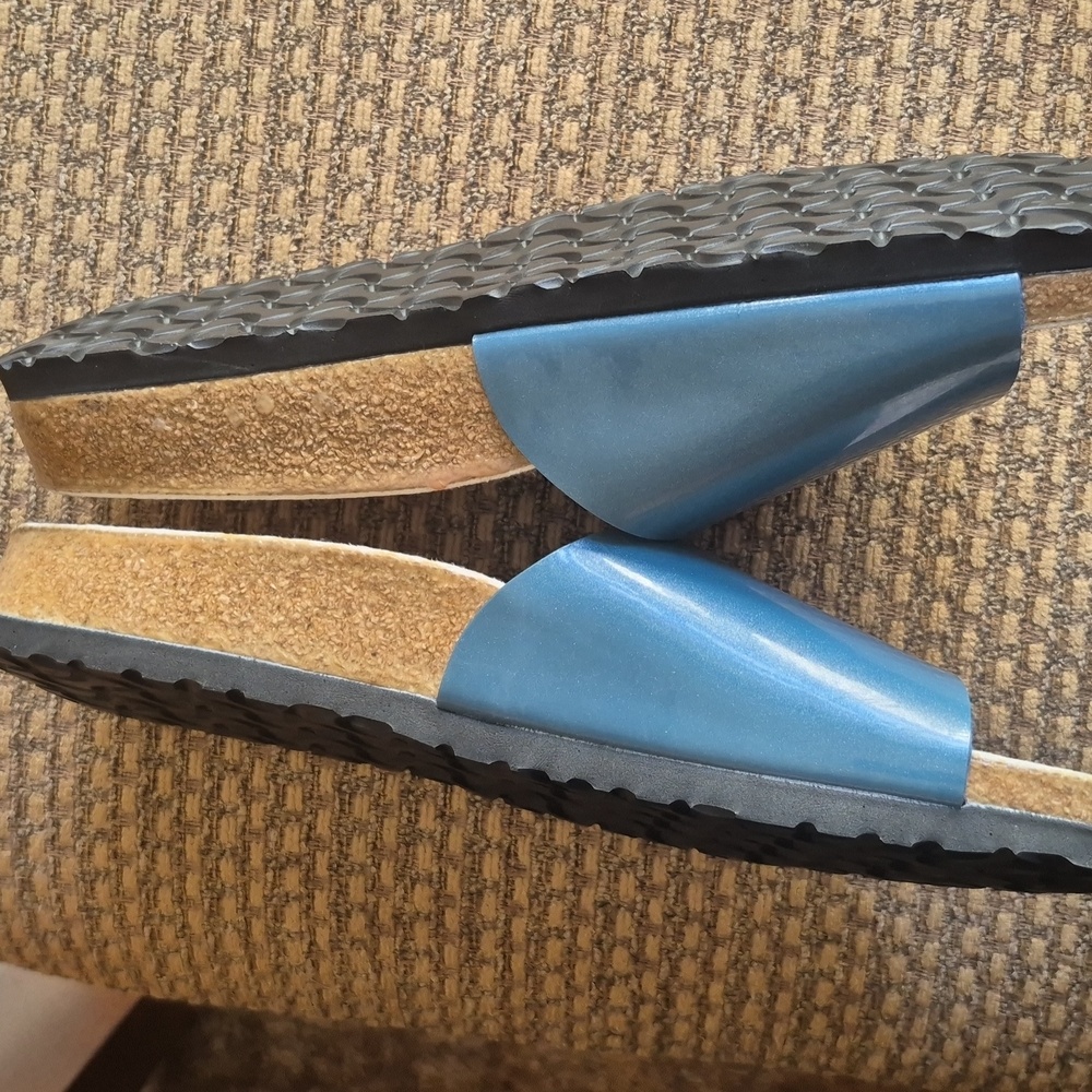 Birki's Retro Slide Sandals Aqual Teal Blue Cover Retro Soul Ladies 10 Men 8 - Picture 5 of 12